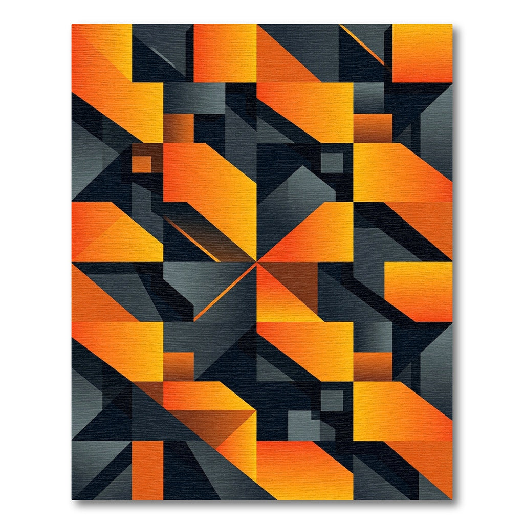 Geometric Modern Amber and Charcoal Rug