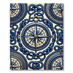 Nautical Compass Rope Border Navy Rug