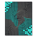 Abstract Teal and Charcoal Warped Grid Rug