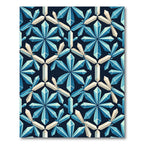 Geometric Blue Crystal Star Hexagon Rug