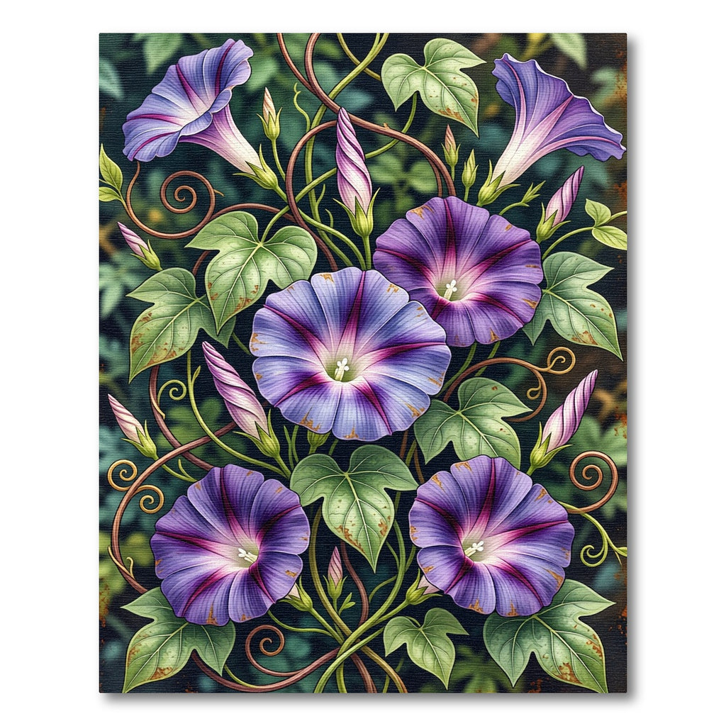Vibrant Violet Morning Glory Botanical Rug