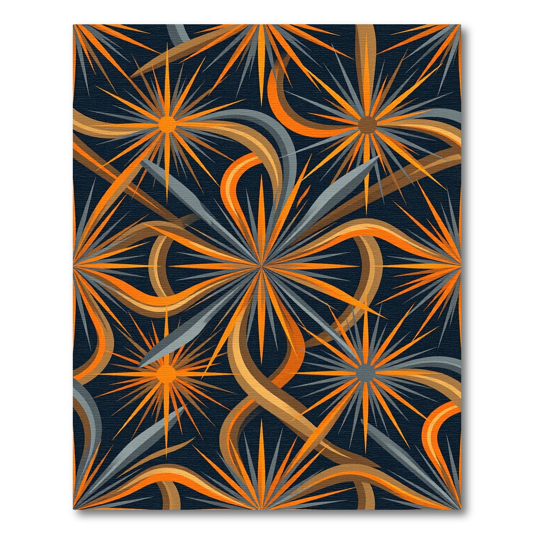 Radiant Orange and Slate Starburst Rug