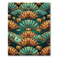 Opulent Teal and Gold Fan Treasure Rug