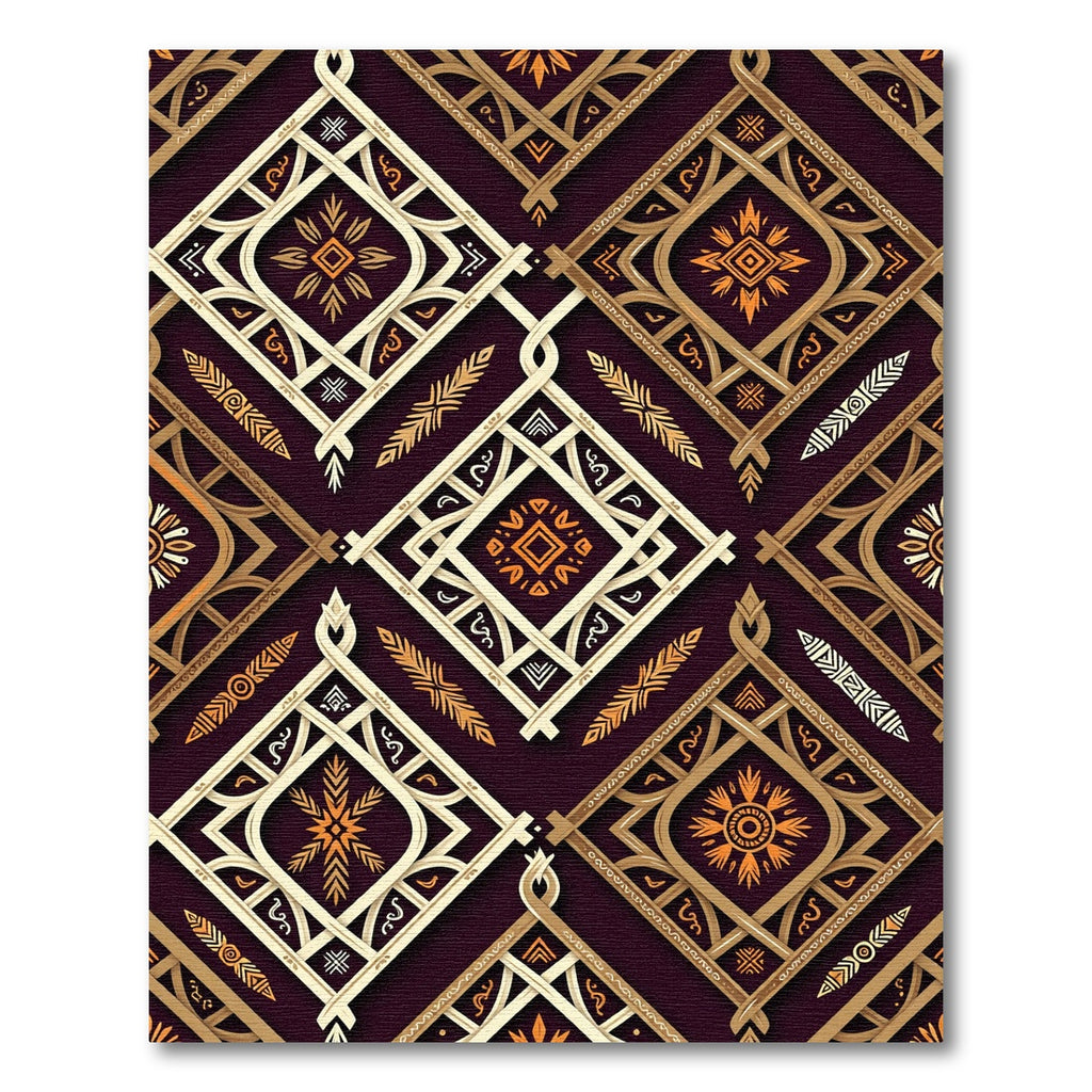 Earthy Woven Diamond Geometric Burgundy Art Rug