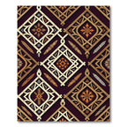 Earthy Woven Diamond Geometric Burgundy Art Rug