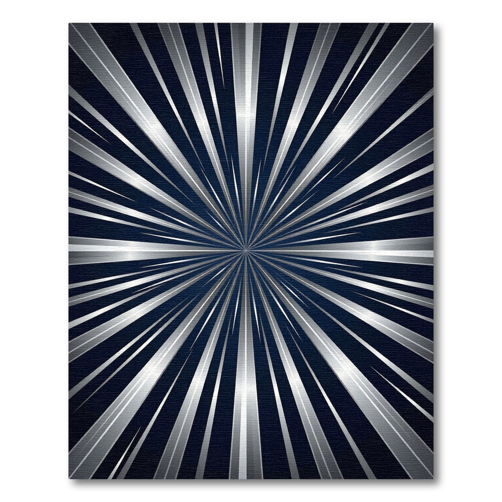Radiant Silver Starburst Abstract Metallic Rug