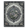 Vintage Gray Rose Floral Medallion Rug