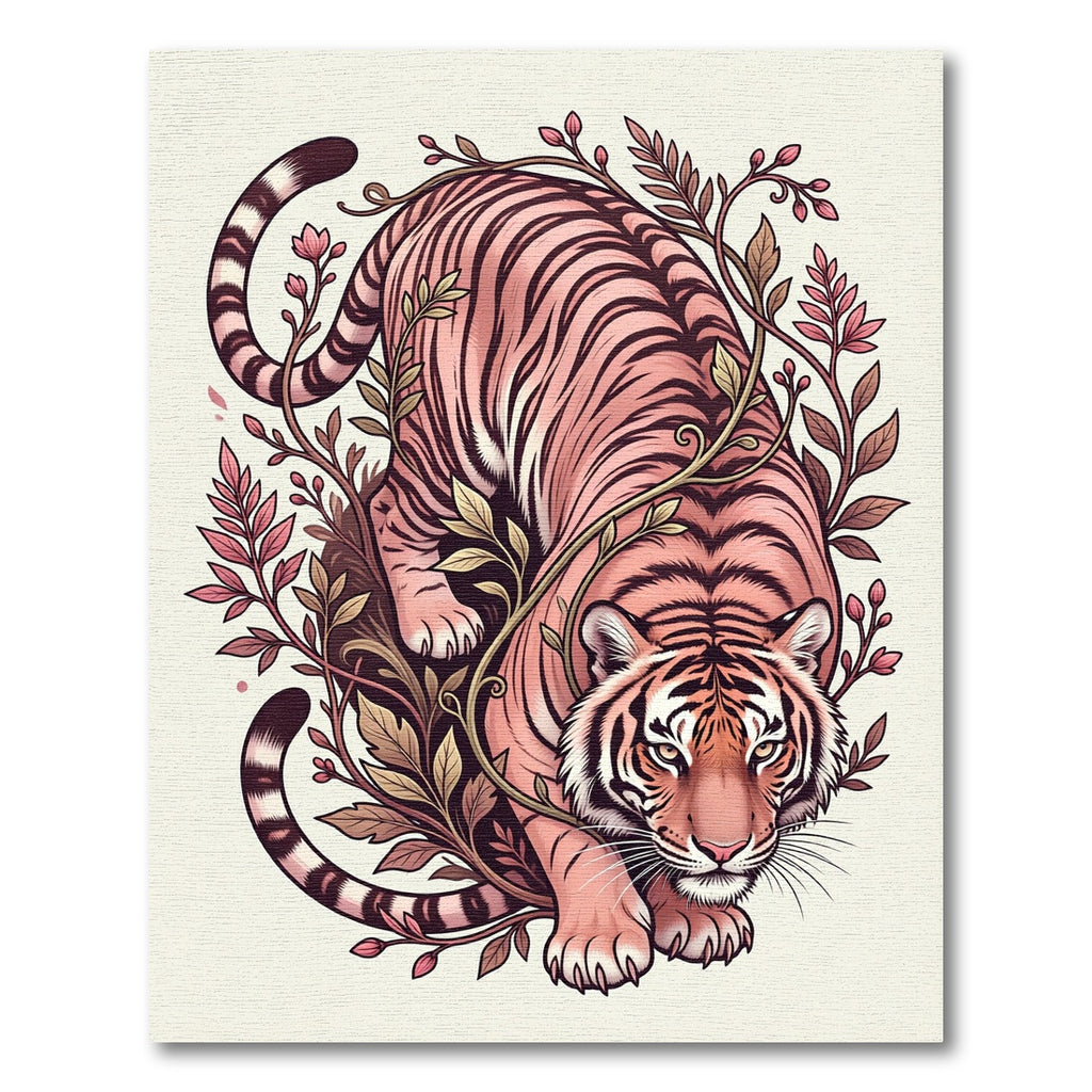Blush Tiger in Tropical Foliage Rug