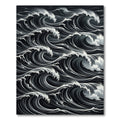 Dramatic Monochrome Swirling Ocean Waves Rug