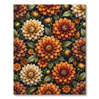 Autumnal Dahlia Bloomed Floral Garden Rug