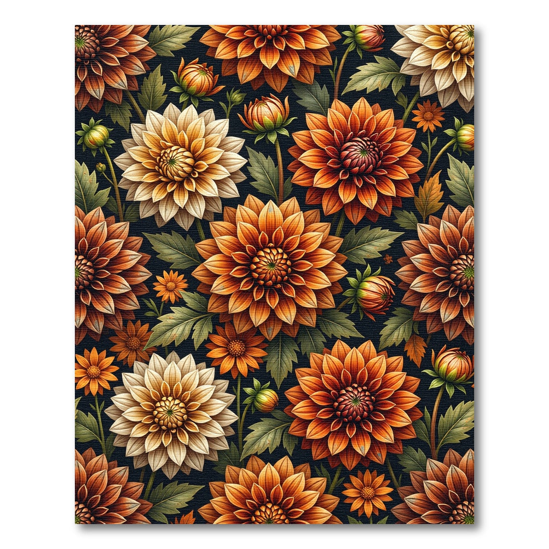 Autumnal Dahlia Bloomed Floral Garden Rug