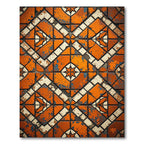 Rustic Orange Cracked Geometric Tiles Rug