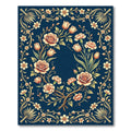 Navy Floral Bouquet with Golden Vines Rug