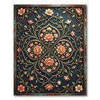 Elegant Coral Floral Medallion Scroll Rug