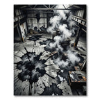 Industrial Black Ink Splatter Rug