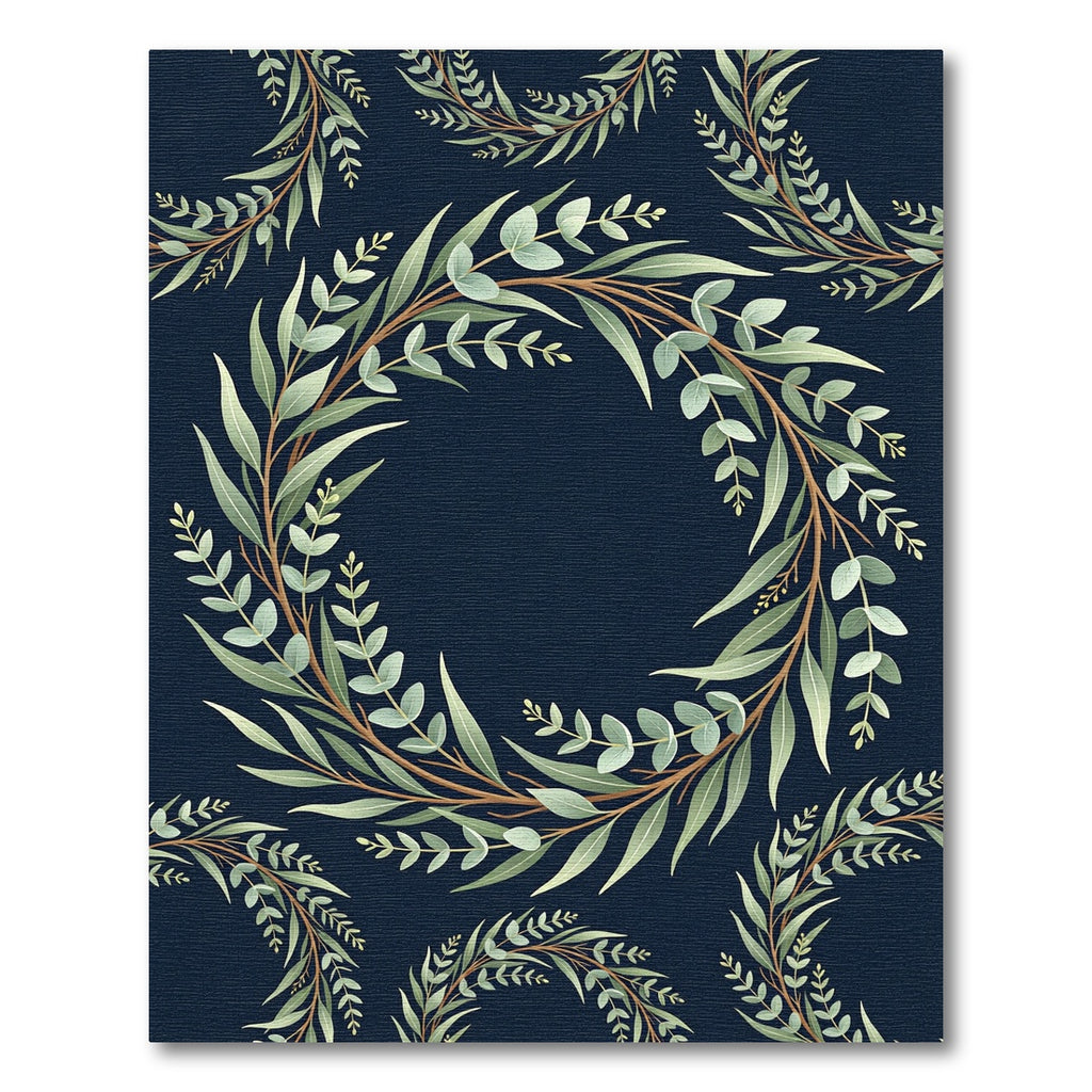 Green Eucalyptus Wreath on Navy Rug