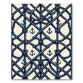 Navy Nautical Rope and Anchor Grid Rug