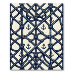 Navy Nautical Rope and Anchor Grid Rug