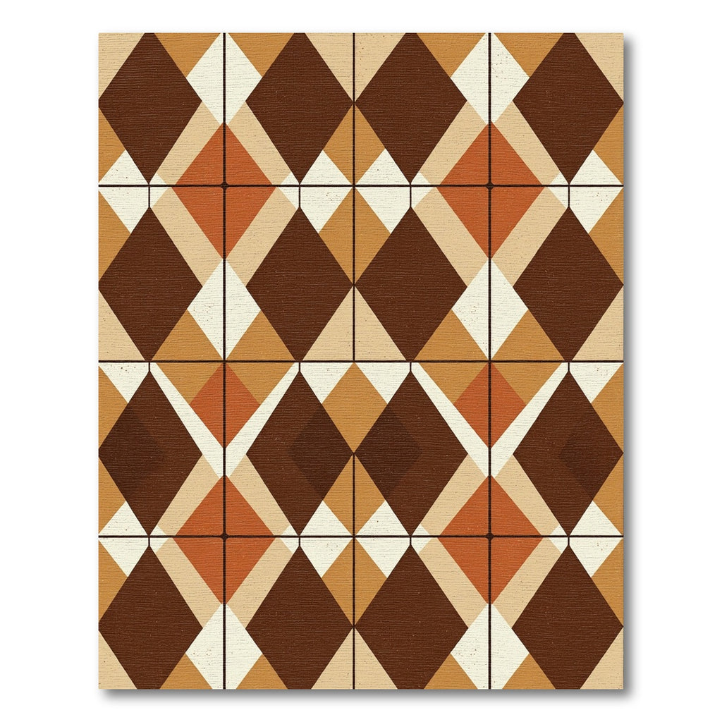 Mid Century Earth Tone Geometric Diamond Rug