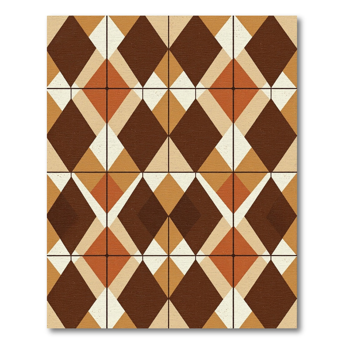 Mid Century Earth Tone Geometric Diamond Rug