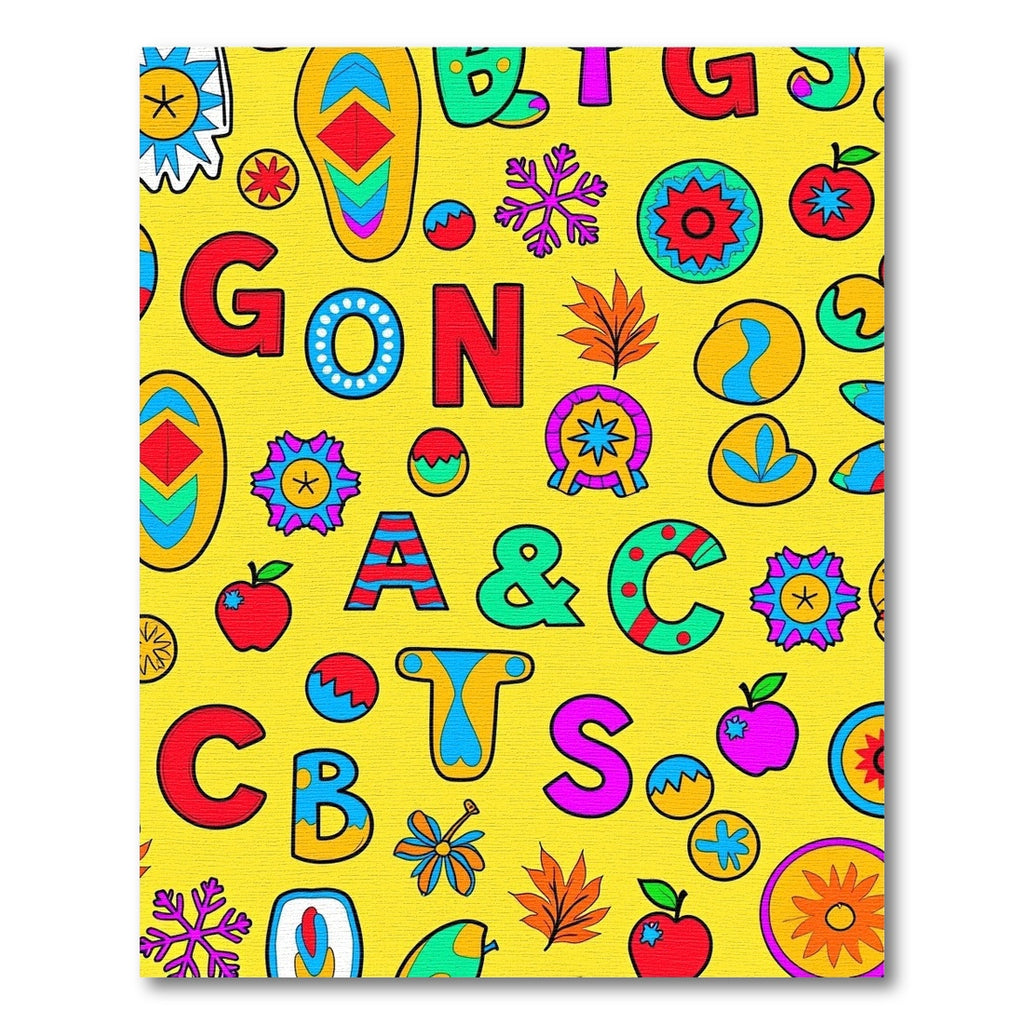Alphabet And Objects Yellow Rug