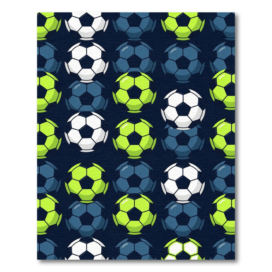 Vibrant Neon Soccer Ball Graphic Rug