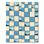 Sky Blue Mountain Landscape Squares Rug