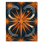 Golden Starburst Abstract Geometric Navy Rug