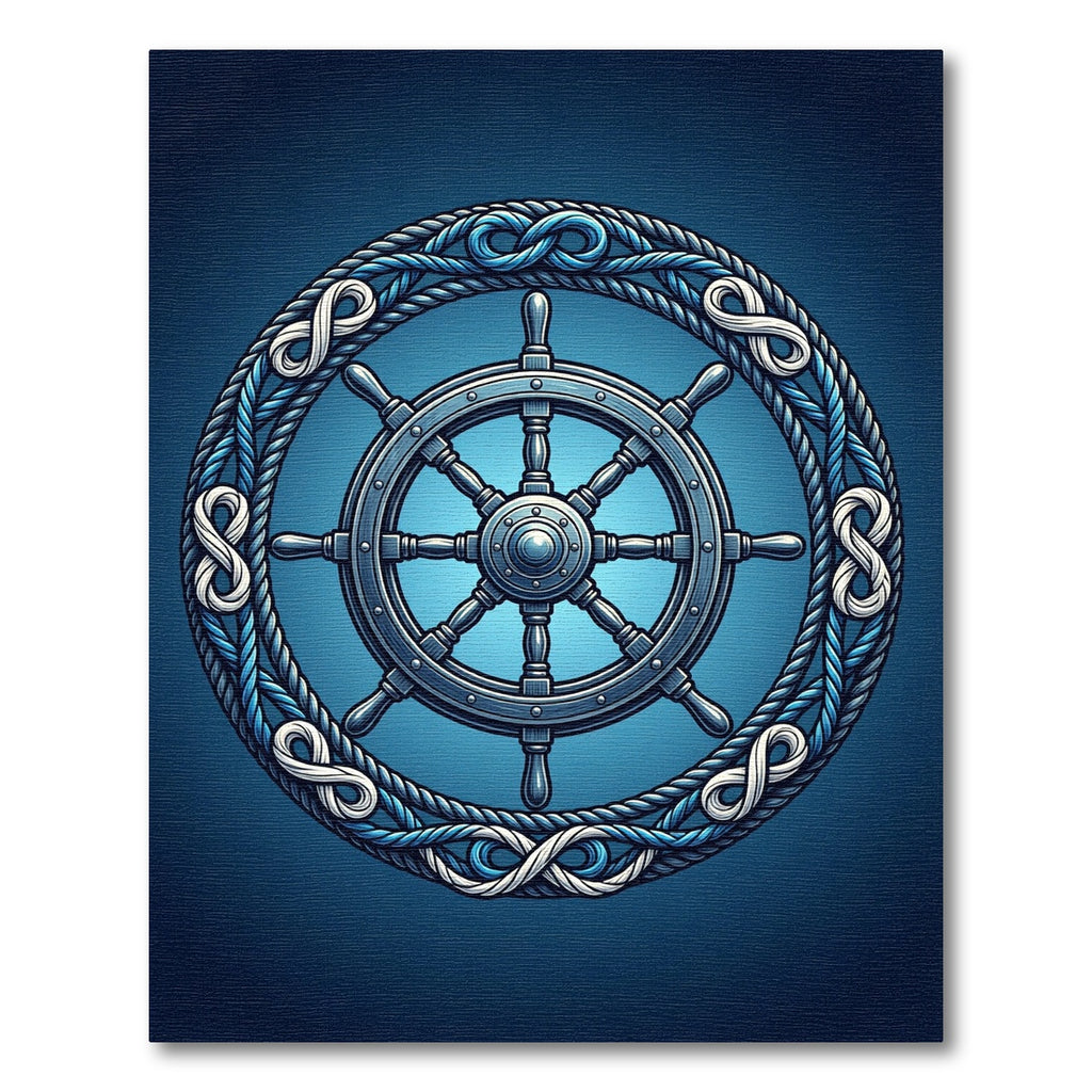 Nautical Helm With Braided Rope Infinity Rug