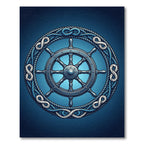 Nautical Helm With Braided Rope Infinity Rug