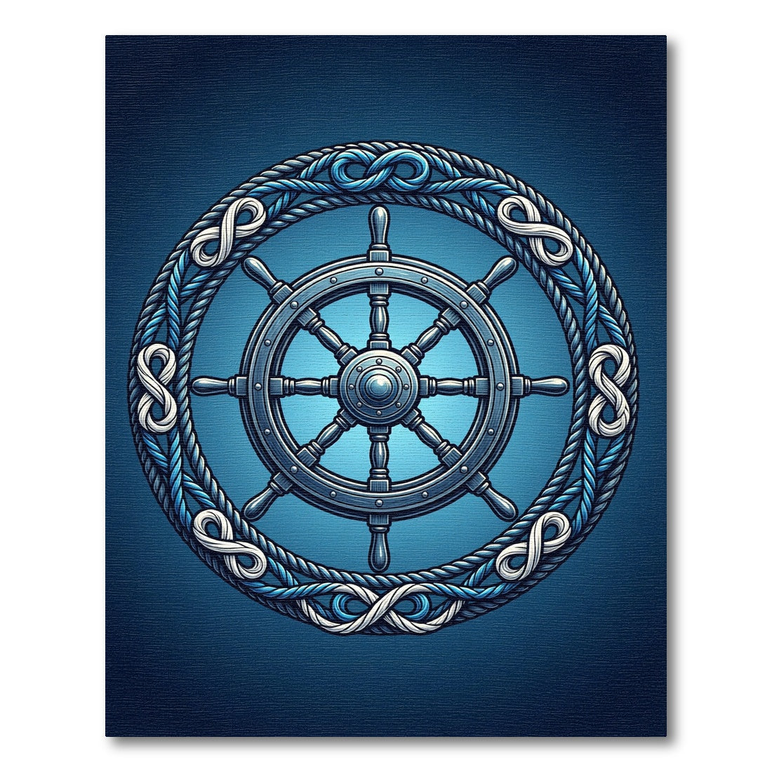 Nautical Helm With Braided Rope Infinity Rug