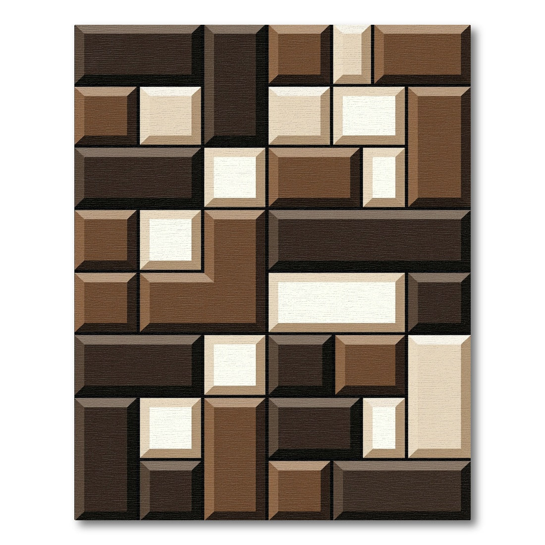 Modern Coffee Tones Geometric Block Rug
