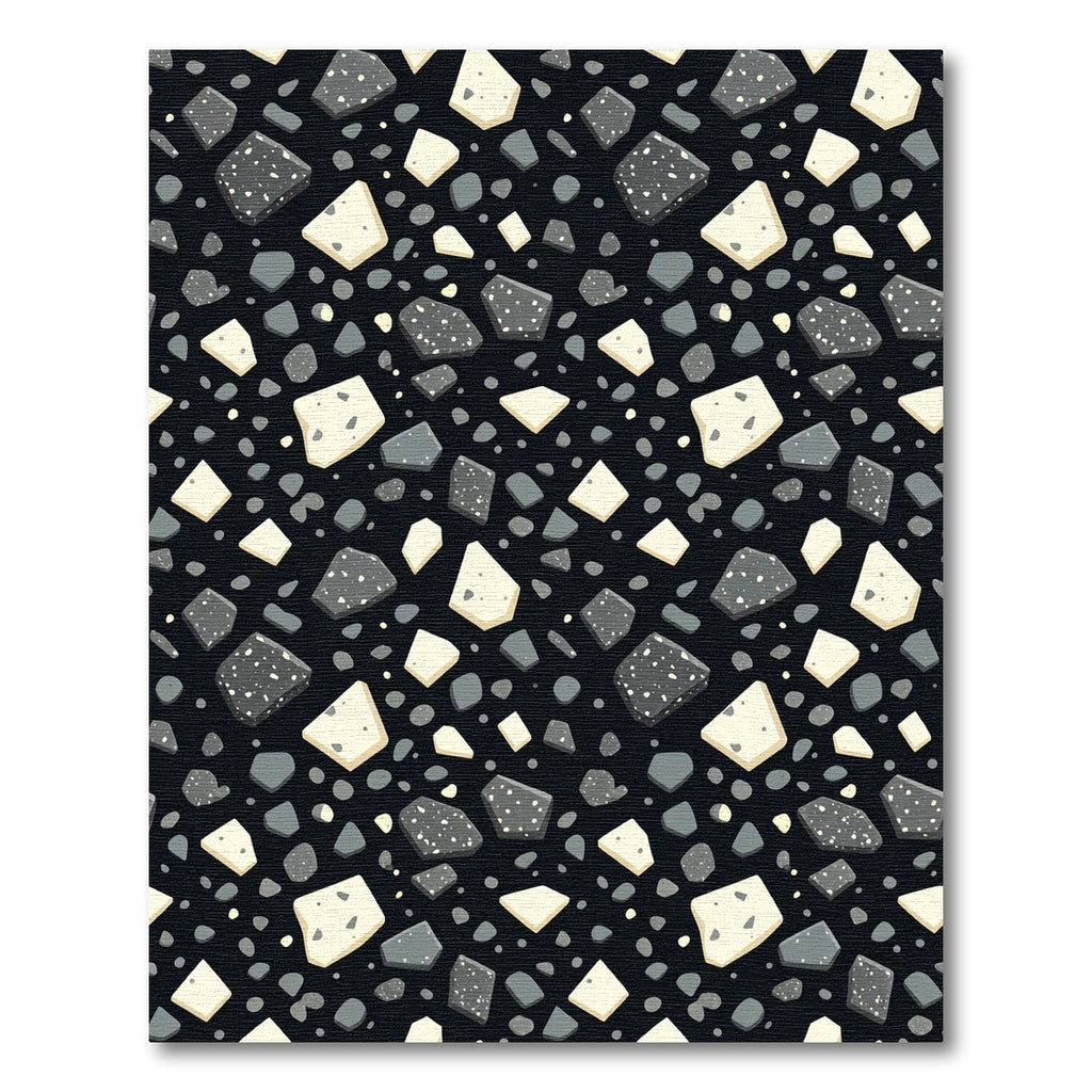 Modern Monochrome Terrazzo Speckled Stones Rug