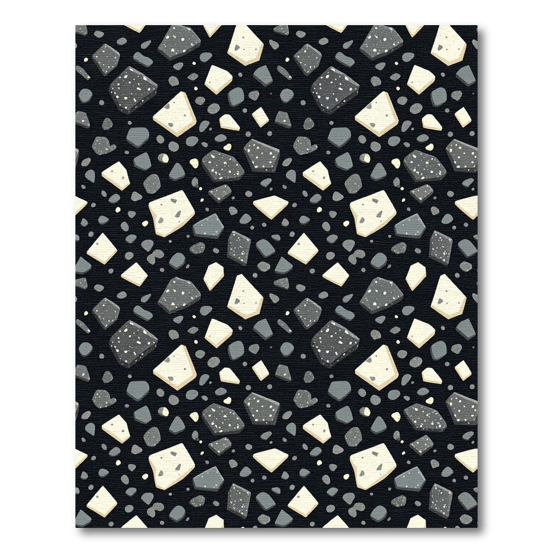Modern Monochrome Terrazzo Speckled Stones Rug