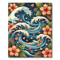 Coral Hibiscus Ocean Hearts Waves Rug