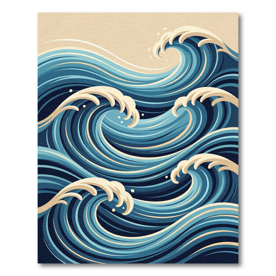 Abstract Navy Blue Ocean Wave Rug
