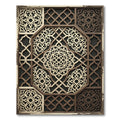 Ornate Cream Brown Interlocking Lattice Medallion Rug