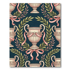 Antique Urn Laurel Pink Ribbon Artwork Rug