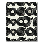 Retro Vinyl Record Monochrome Illustration Rug