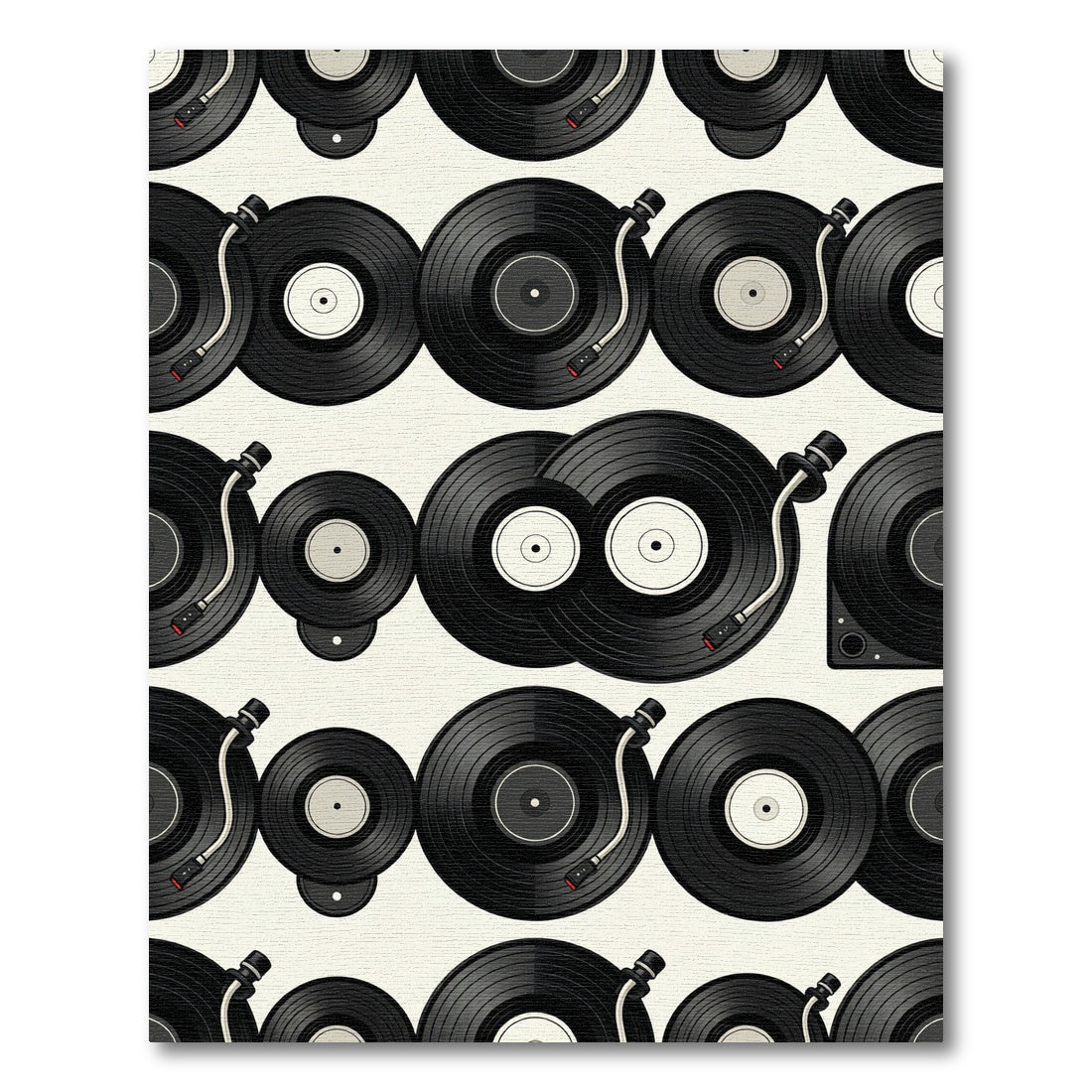 Retro Vinyl Record Monochrome Illustration Rug