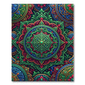 Vibrant Green Red Mandala Medallion Rug