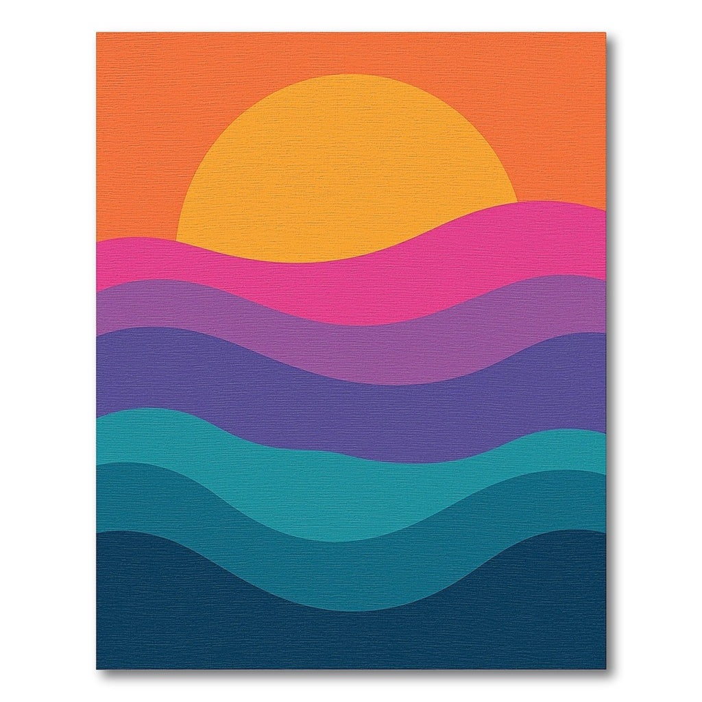 Vibrant Sunset Wave Layers Rug