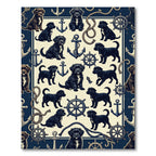 Nautical Black Puppy Anchor Helm Navy Rug