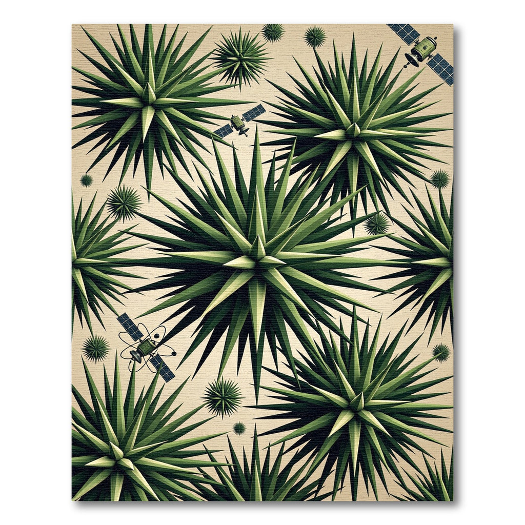 Emerald Starburst and Satellite Geometric Art Rug