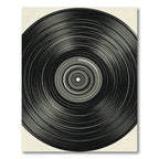 Minimalist Monochrome Concentric Vinyl Circular Abstract Rug