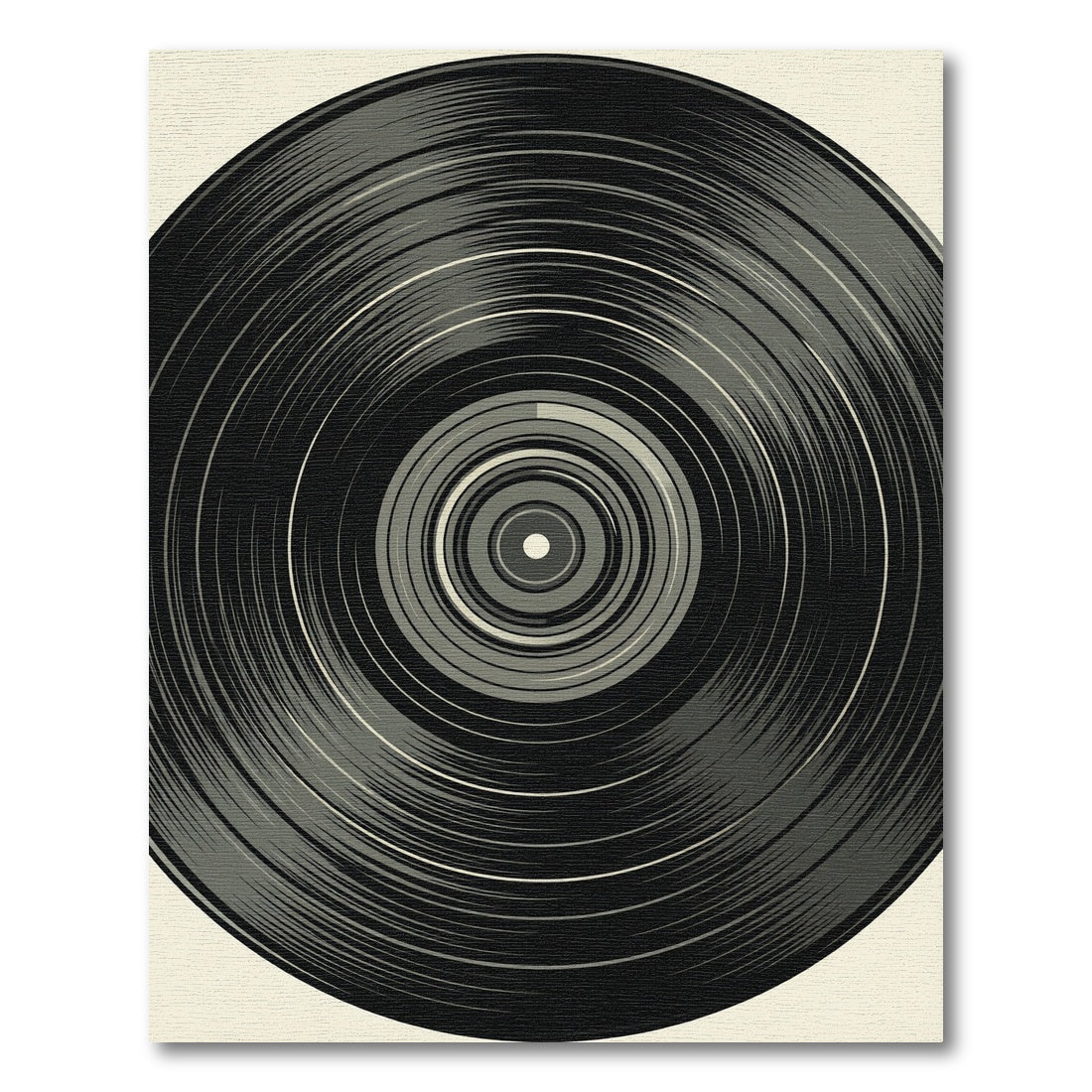 Minimalist Monochrome Concentric Vinyl Circular Abstract Rug