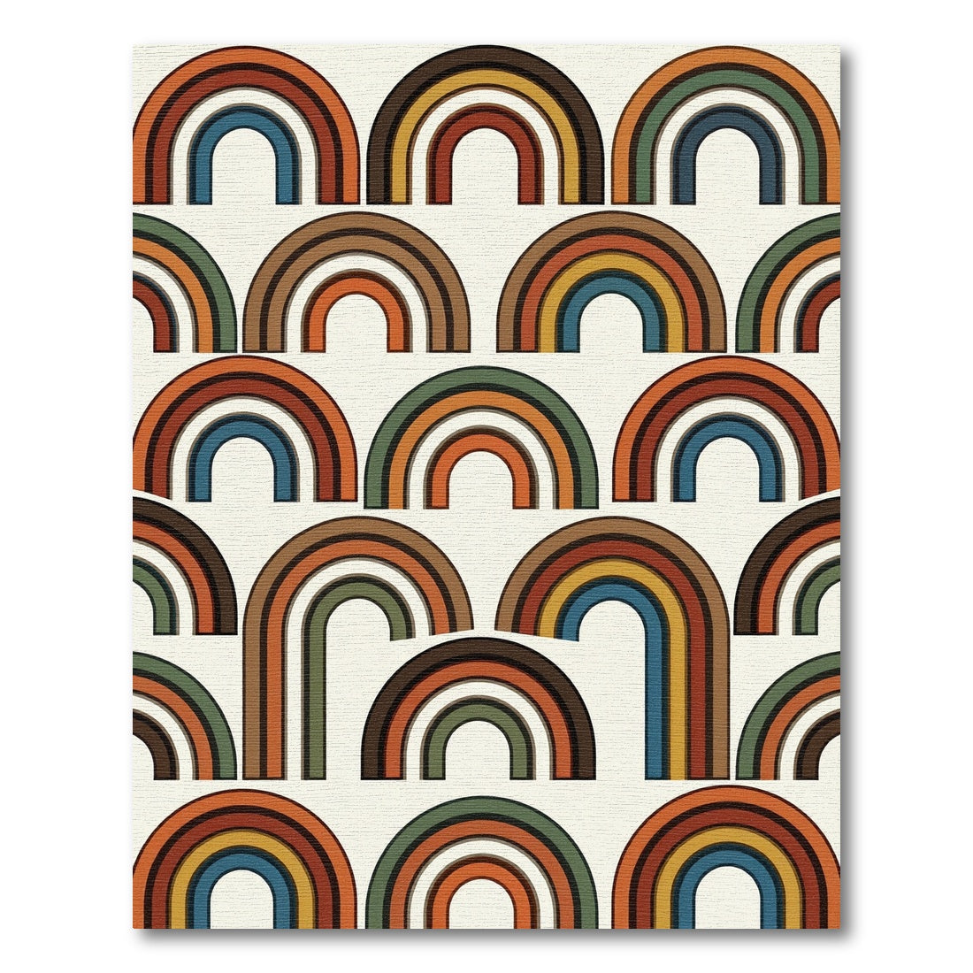 Retro Mid-Century Rainbow Arch Rug