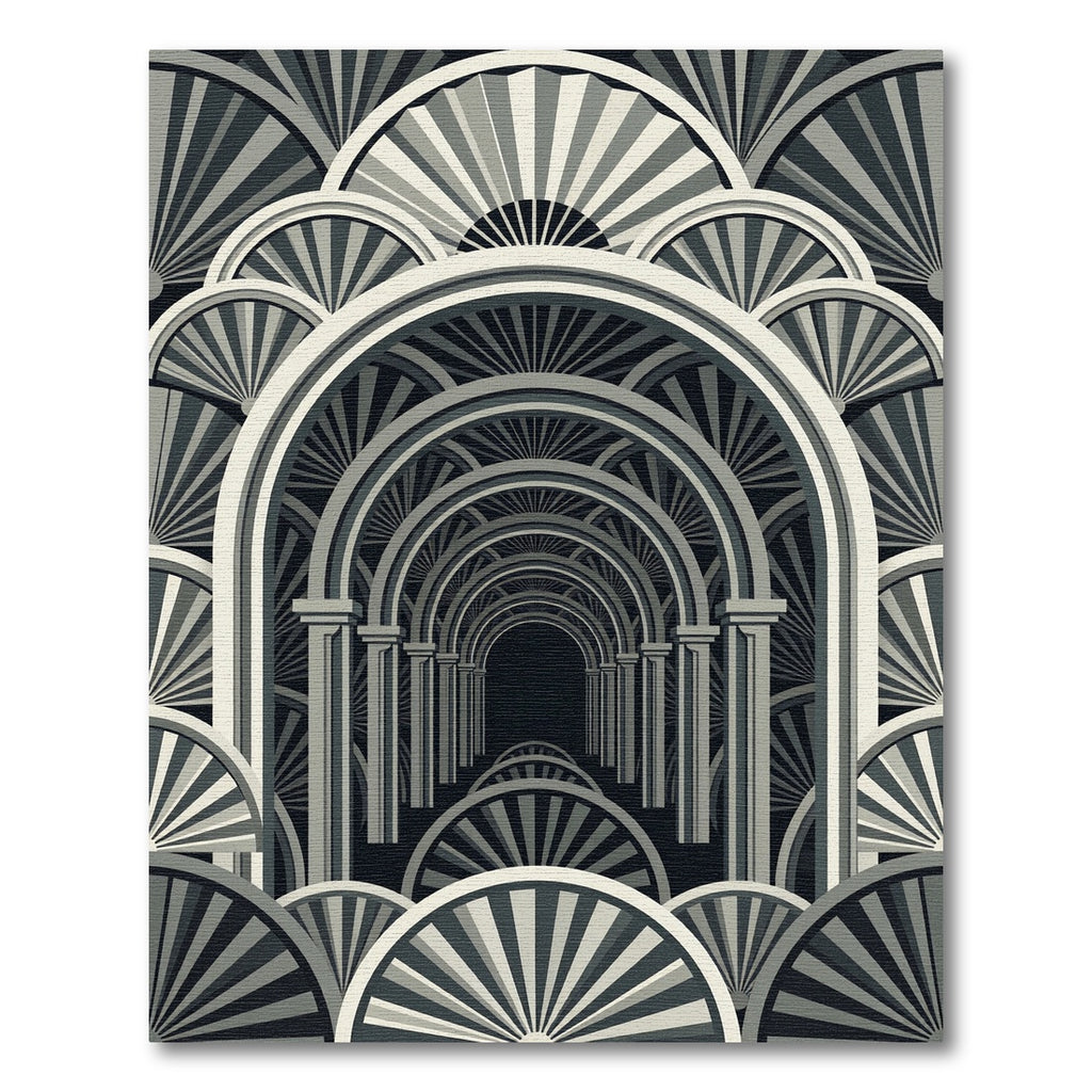 Monochromatic Archway Fan Motif Rug