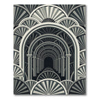 Monochromatic Archway Fan Motif Rug