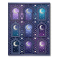Midnight Crescent Moon Starry Night Windows Rug